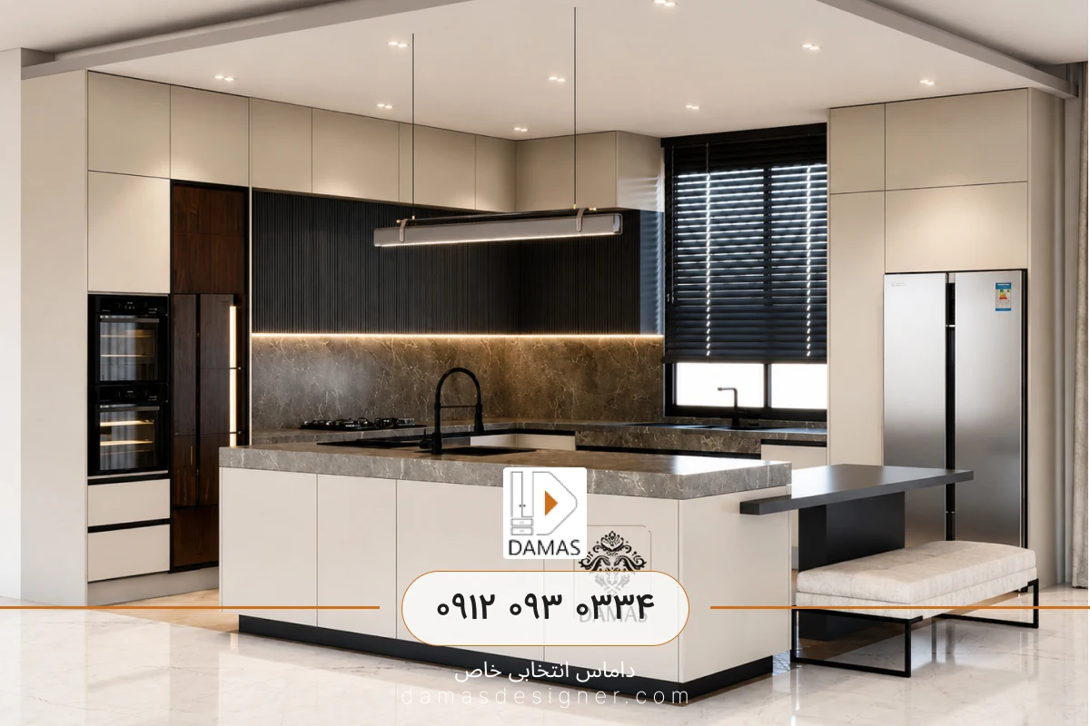 قیمت کابینت مدرن بژ و مشکی در کرج
